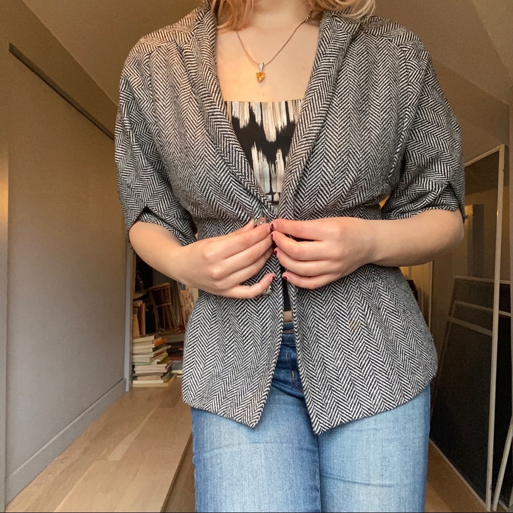 Blazer/Jacket Black and White Zig Zag